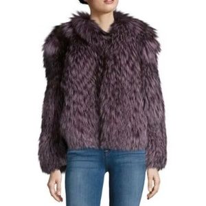 KARL LAGERFELD PARIS purple fox fur coat...orig $3575 Size L...NWOT